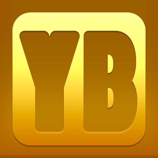 drawing of the orange letters y and b on a yellow background